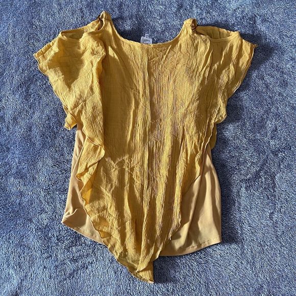 Naif Mustard Yellow Top Cold Shoulder Boho Blouse With Under Cami Size Medium - Picture 3 of 5